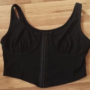 SHEIN Rib Knit Corset Top with Real Hook and Eye Closure